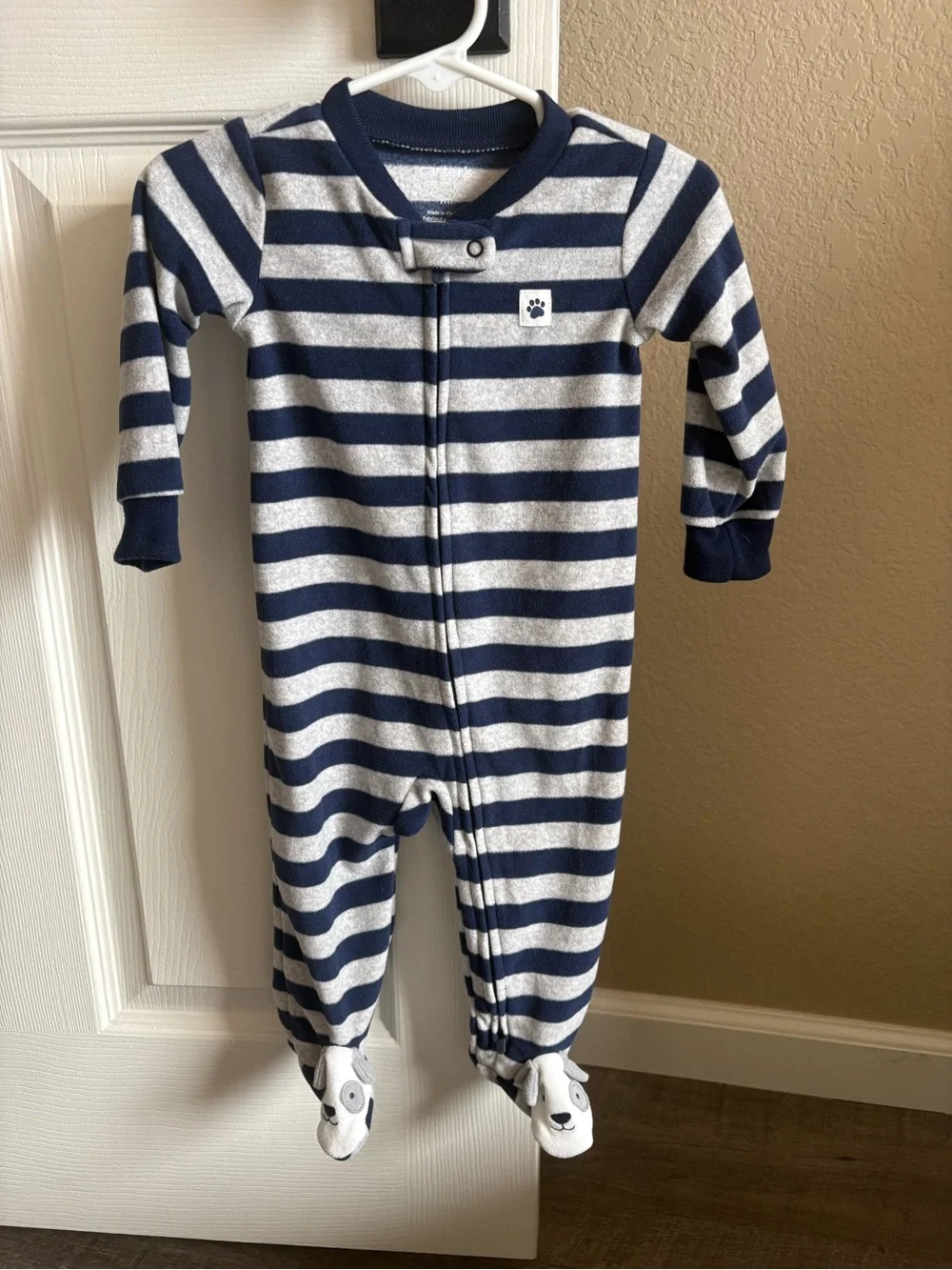 Carter's Navy and White Striped Footed Pajamas One-Piece